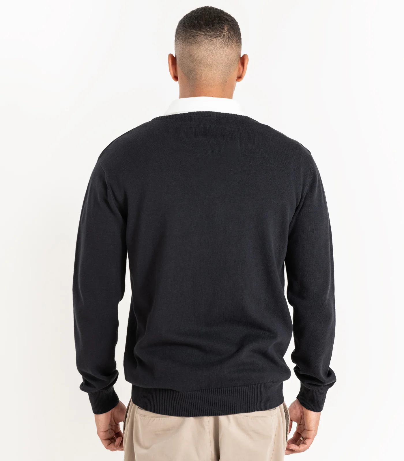 Organic Cotton Fine Knit V-Neck Sweater - Image 3