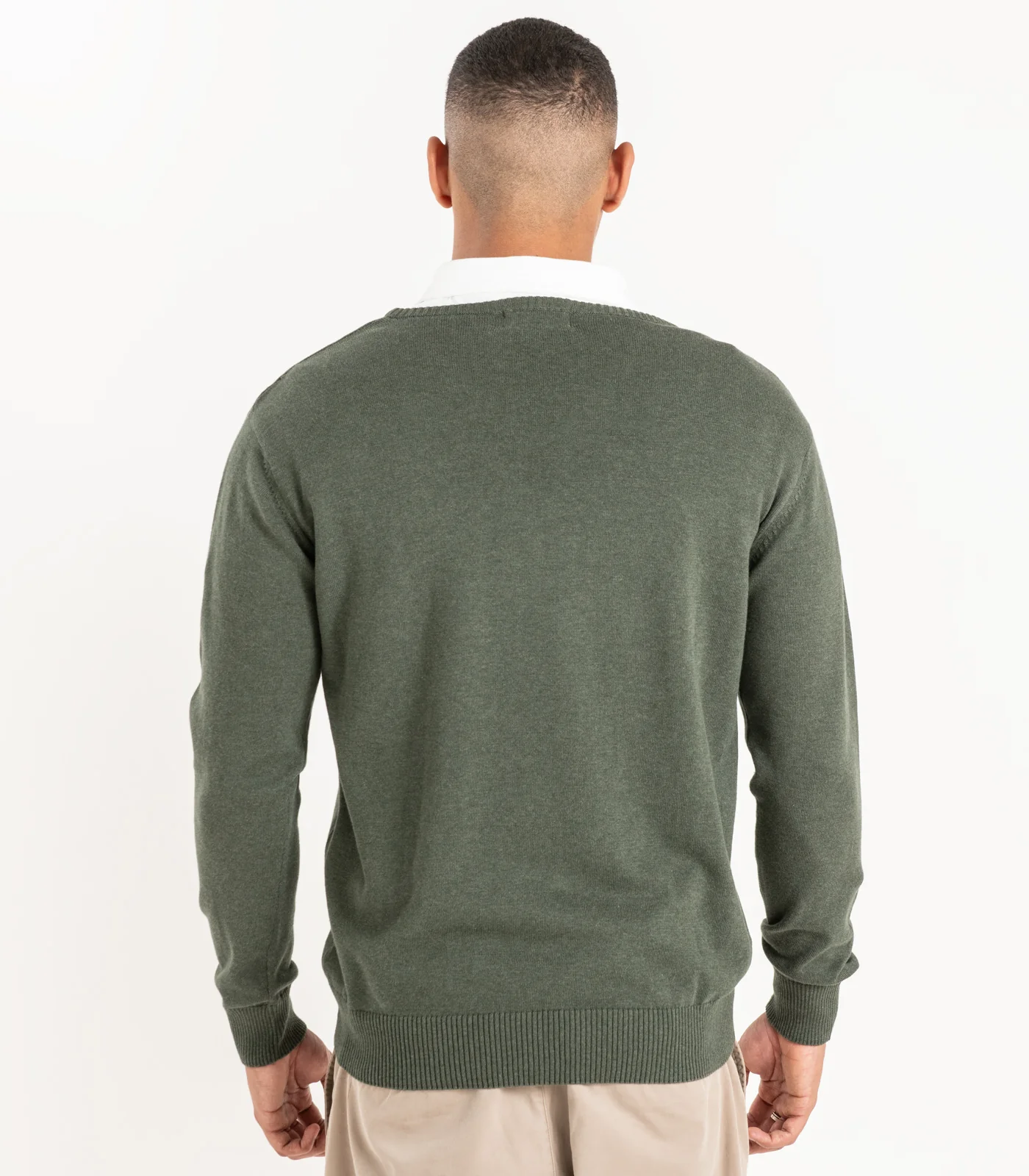 Organic Cotton Fine Knit V-Neck Sweater - Image 7