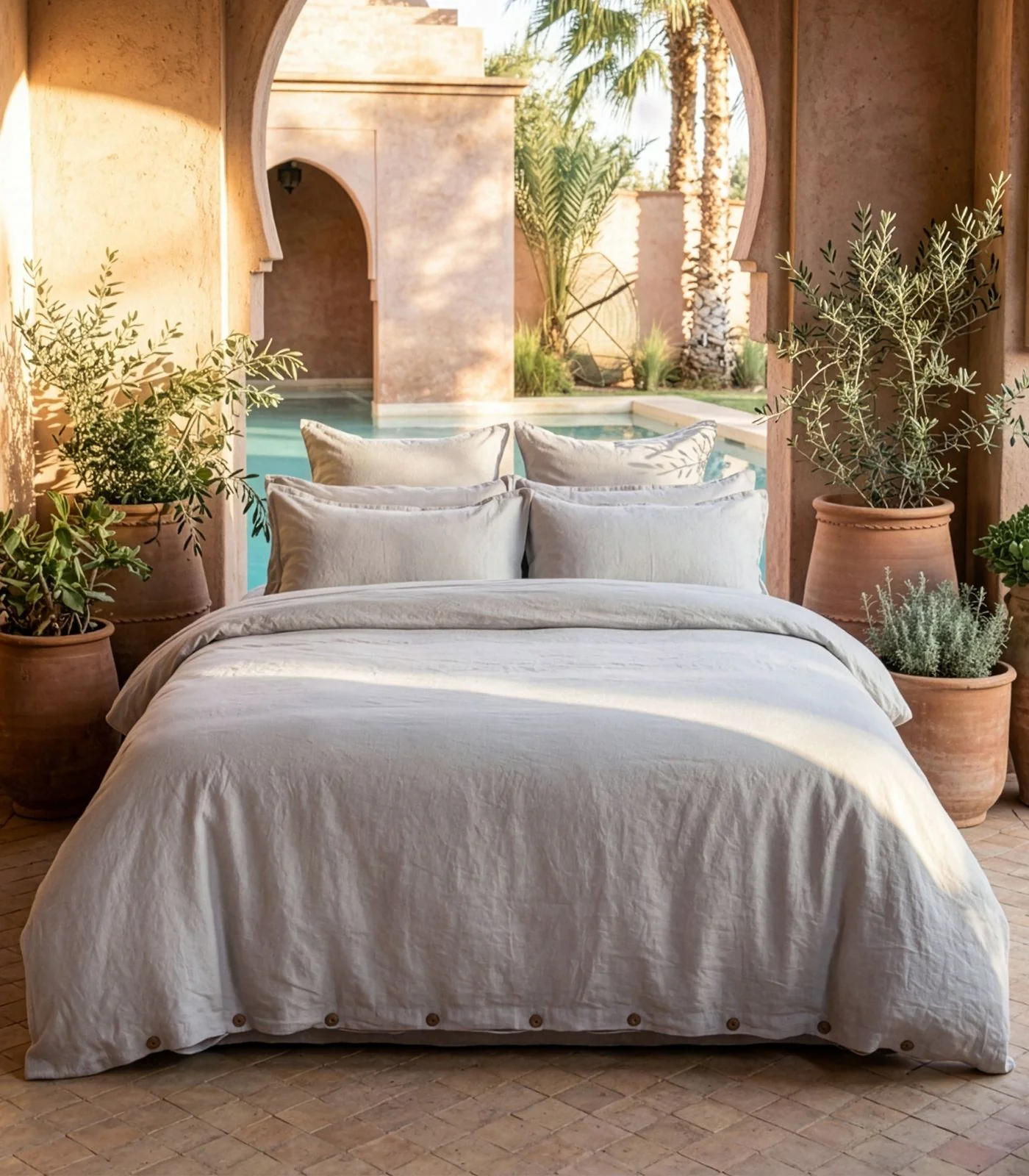 Organic Linen Plain Quilt Cover Set - Image 11