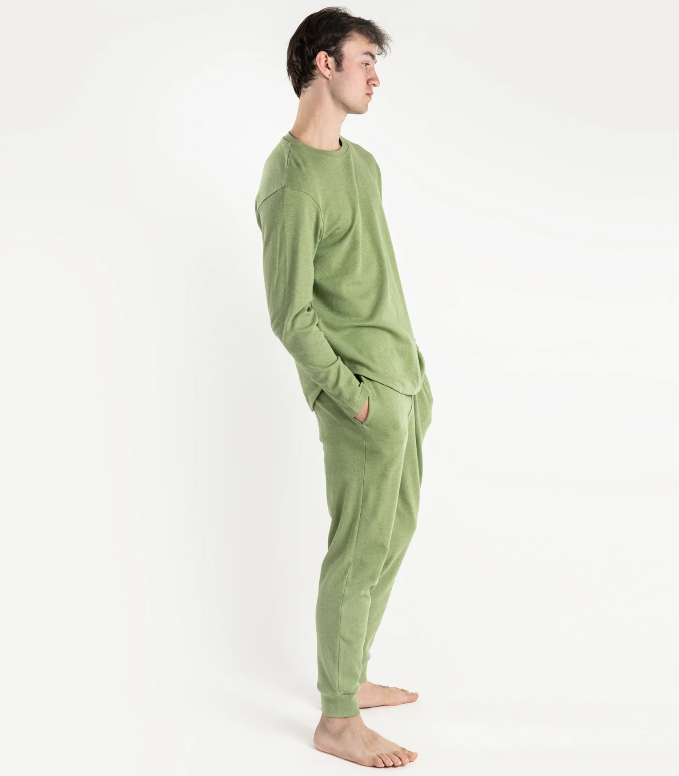 Men's Organic Cotton Jersey Knit Long PJ Set - Image 3