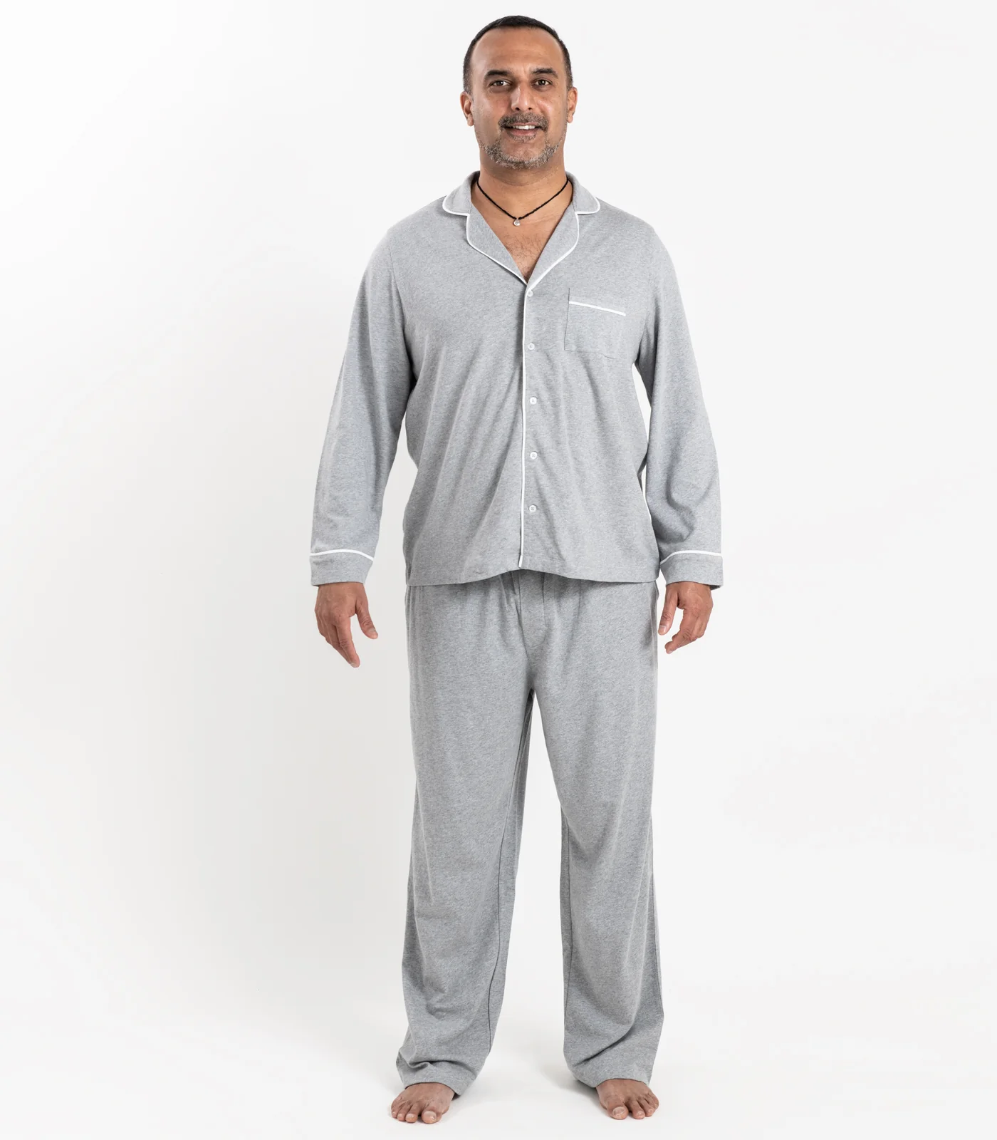 Men's Organic Cotton Jersey Long PJ Set - Image 7