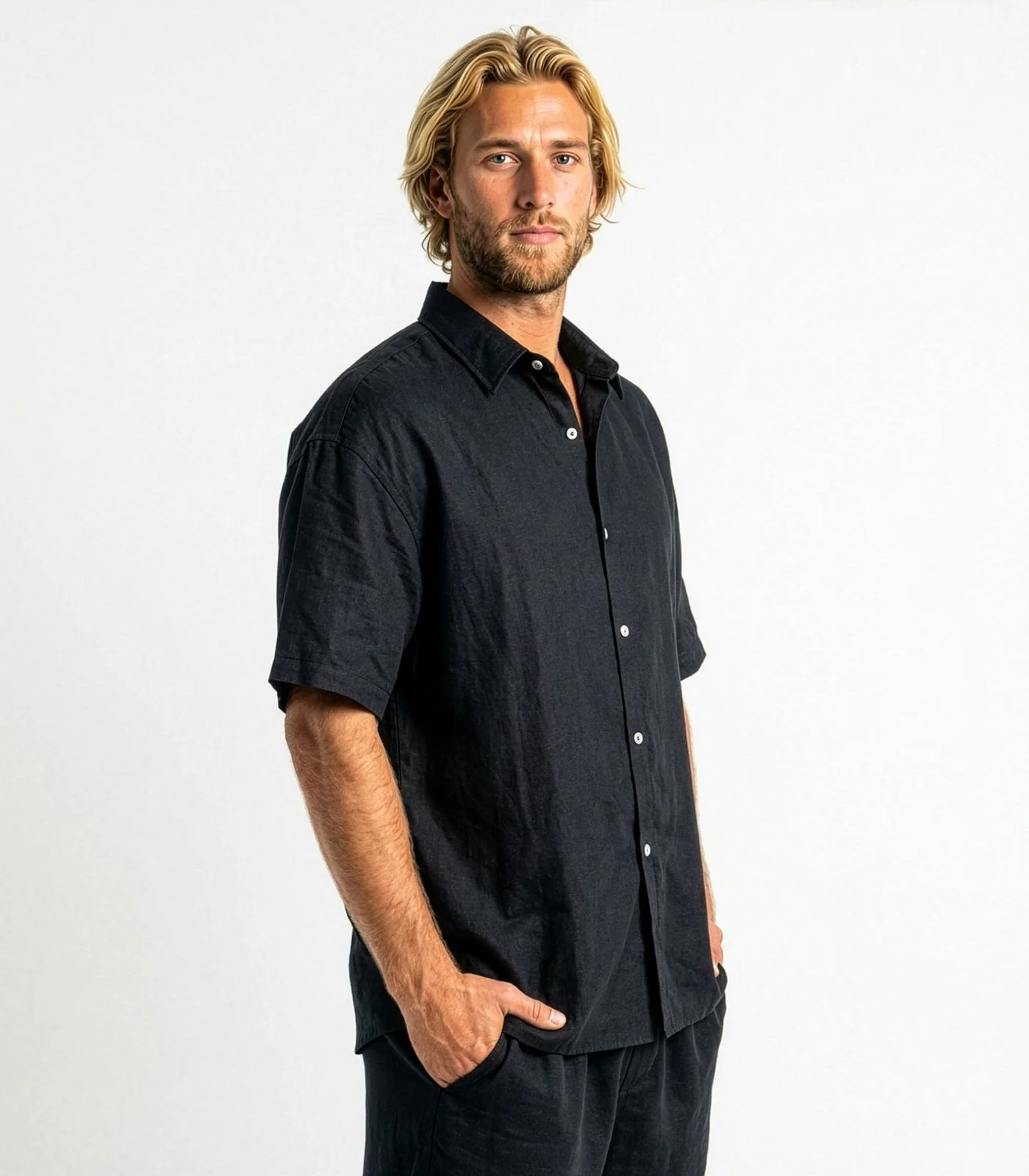 Men's Organic Linen Lounge Shirt & Lounge Shorts - Image 5
