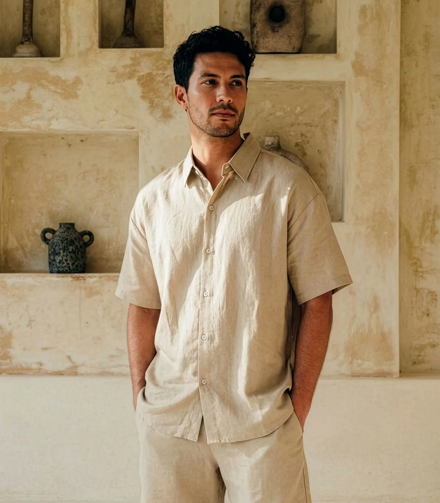 Men's Organic Linen Lounge Shirt (2 Pack) - Image 14