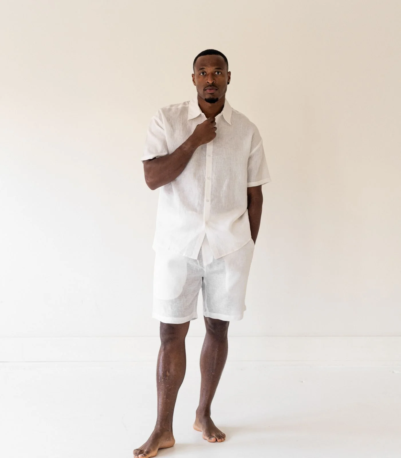 Men's Organic Linen Lounge Shirt & Lounge Shorts - Image 8
