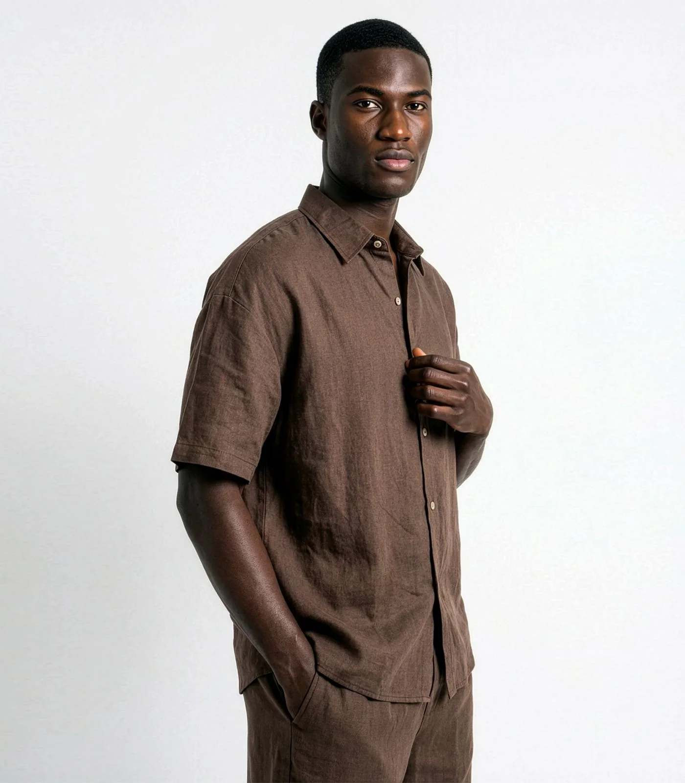 Men's Organic Linen Lounge Shirt & Lounge Shorts - Image 28