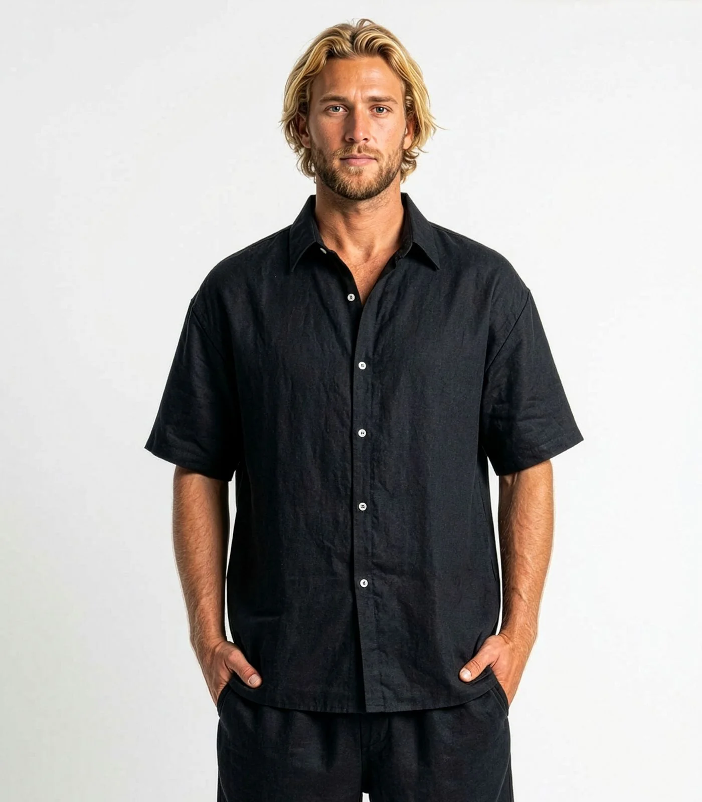 Men's Organic Linen Lounge Shirt - Image 8