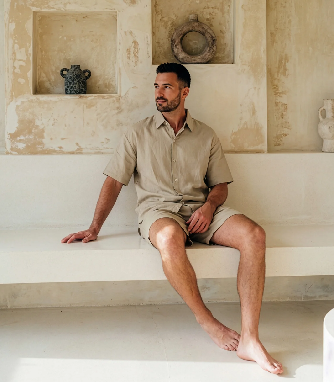 Men's Organic Linen Lounge Shirt & Lounge Shorts - Image 26