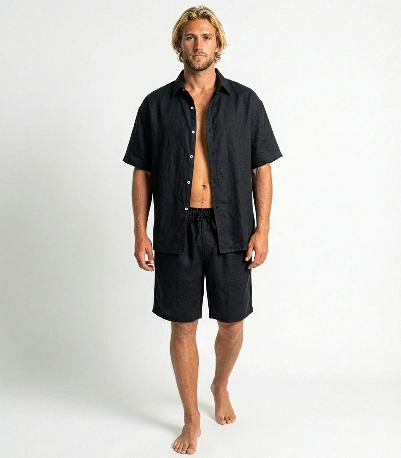 Men's Organic Linen Lounge Shirt & Lounge Shorts - Image 4