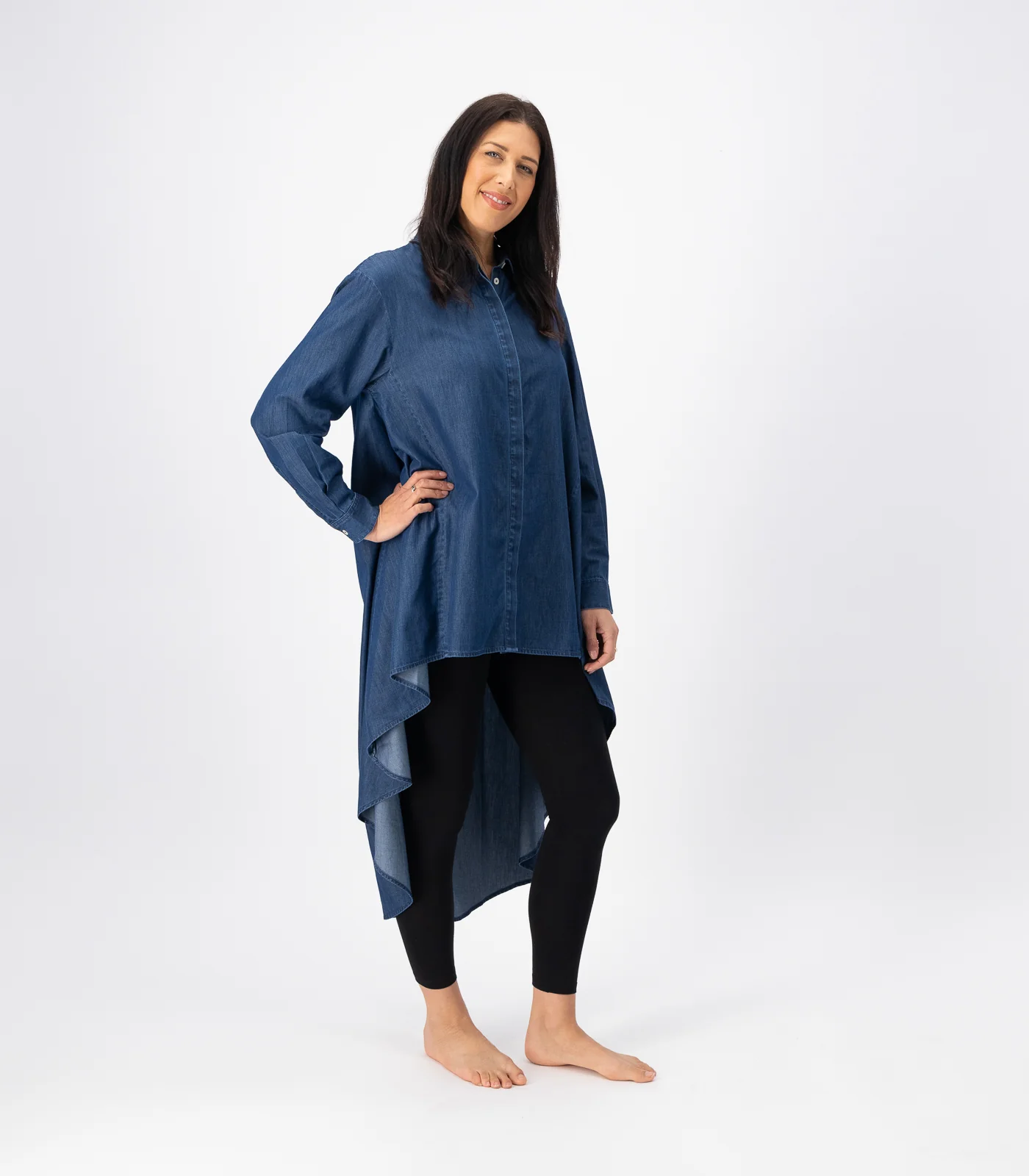 Organic Cotton Denim Long Shirt - Image 3