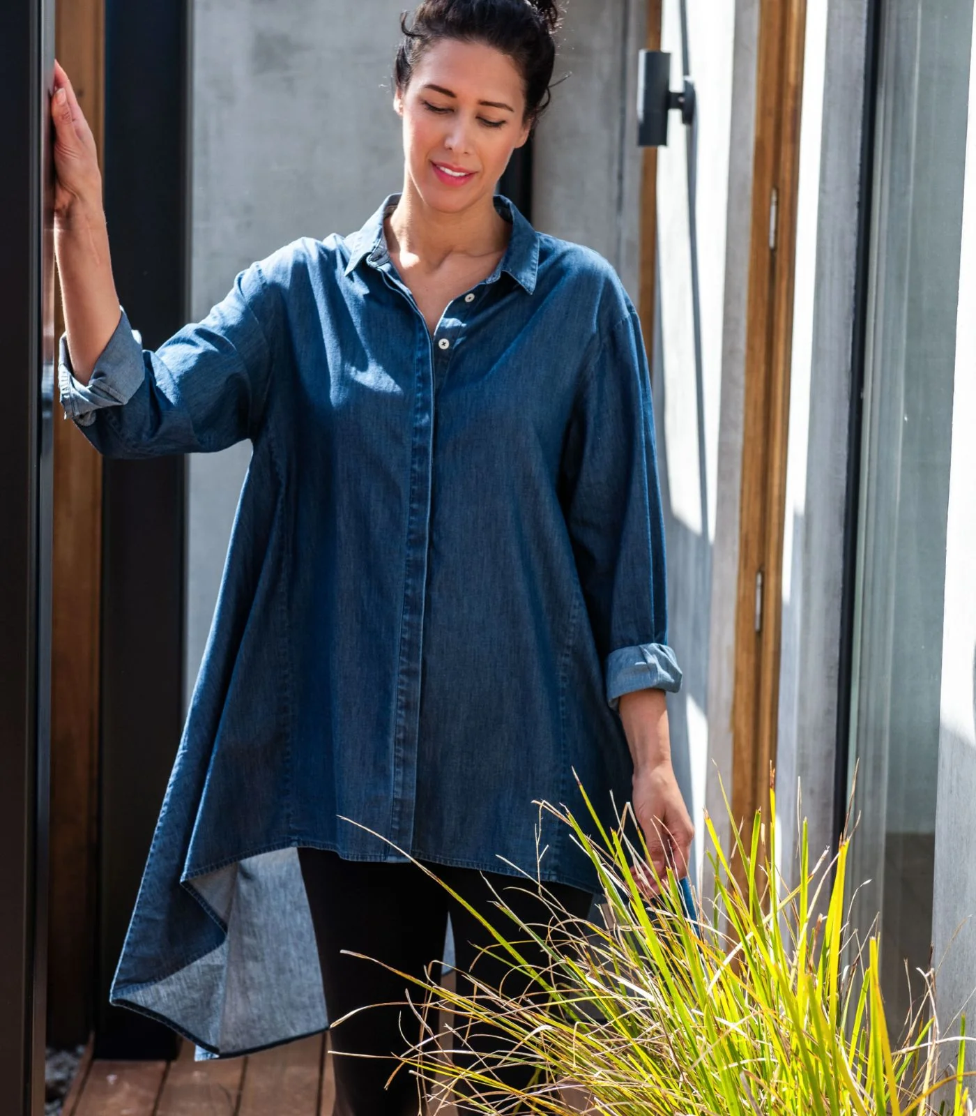Organic Cotton Denim Long Shirt - Image 8
