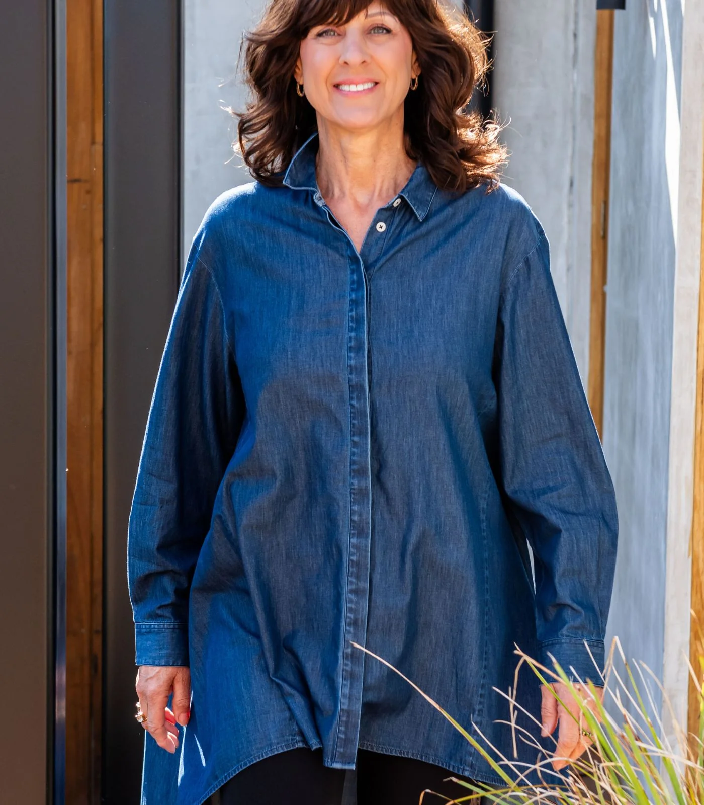 Organic Cotton Denim Long Shirt - Image 9