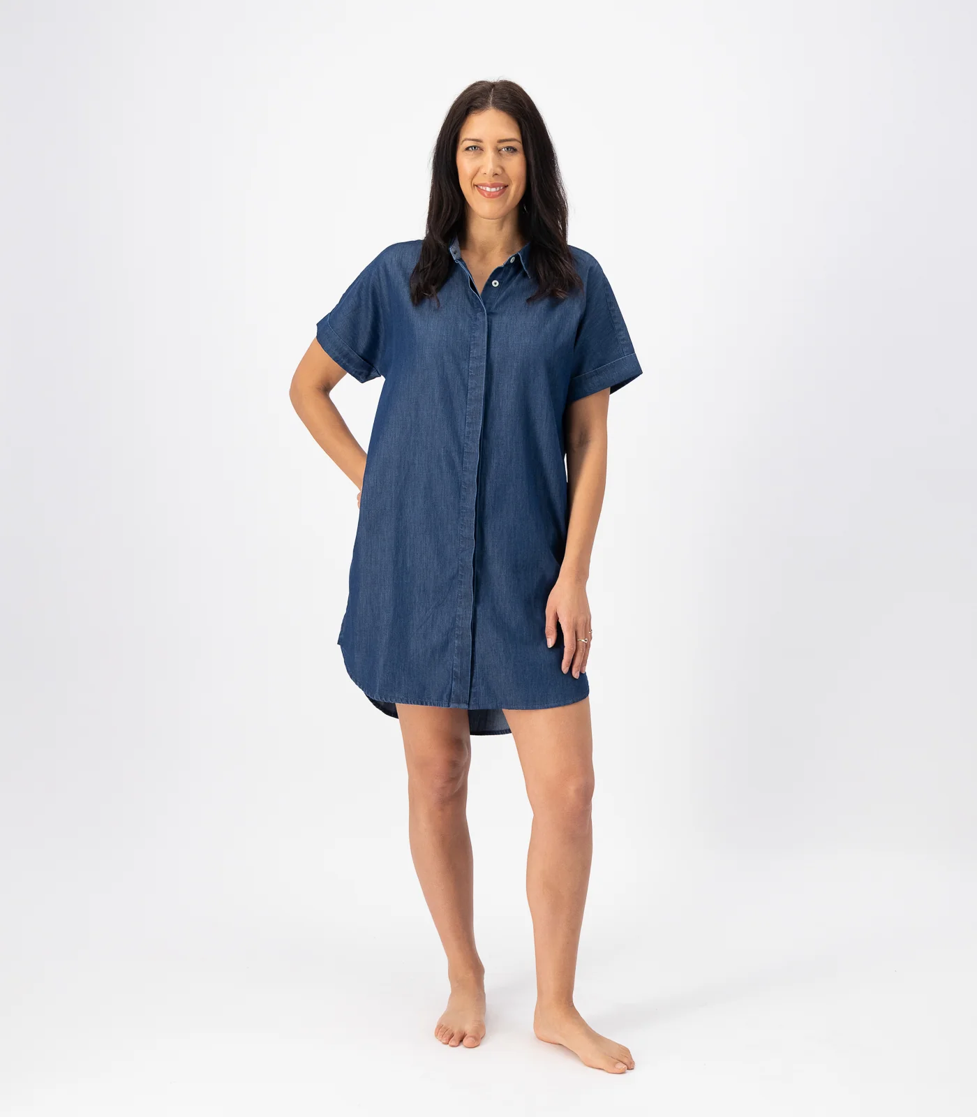 Organic Cotton Denim Shirt Dress - Image 3