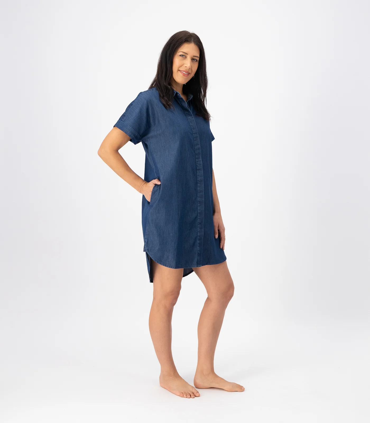 Organic Cotton Denim Shirt Dress - Image 4
