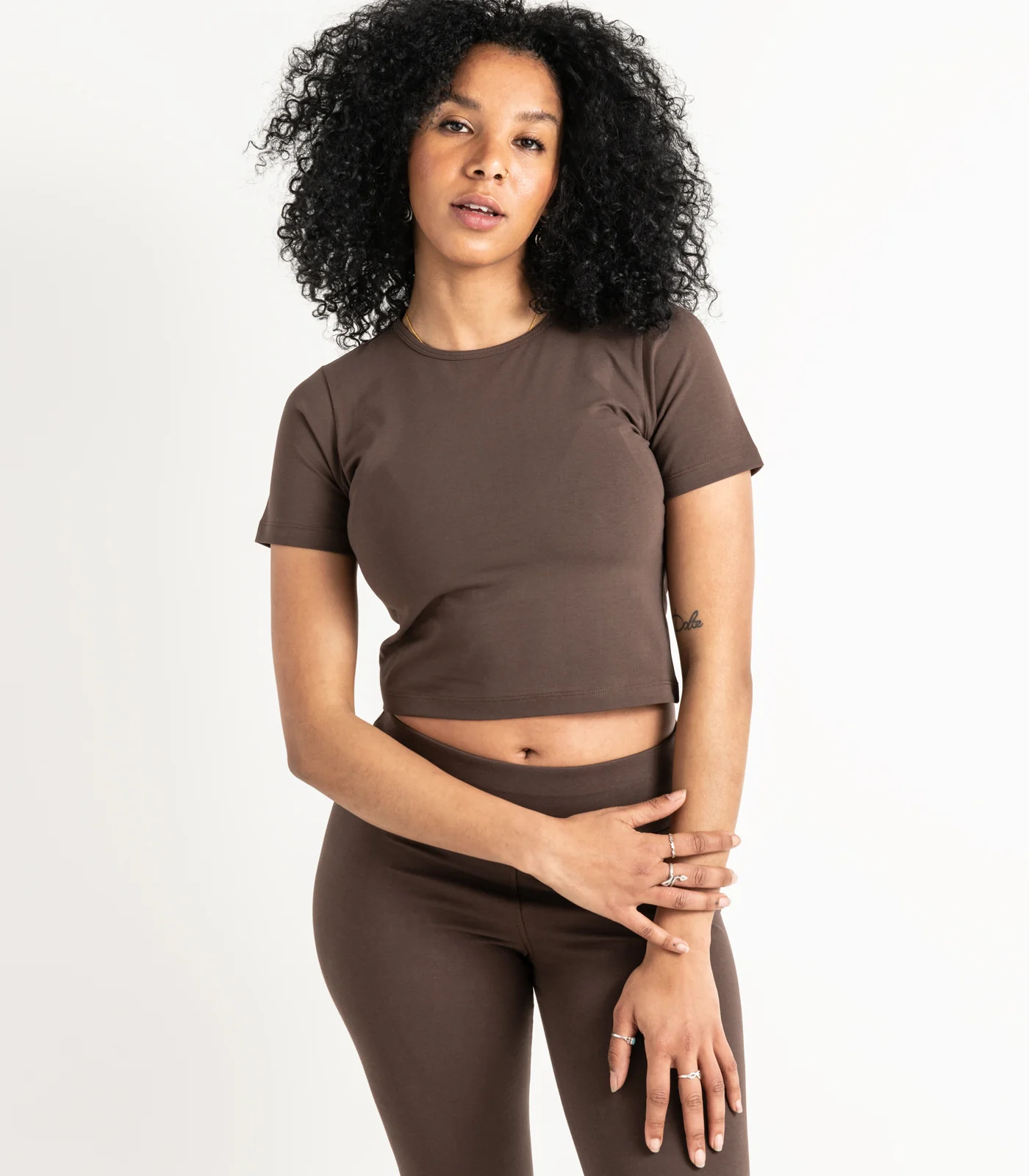 Organic Cotton Short Sleeve Fitted Crop Top - Last Chance