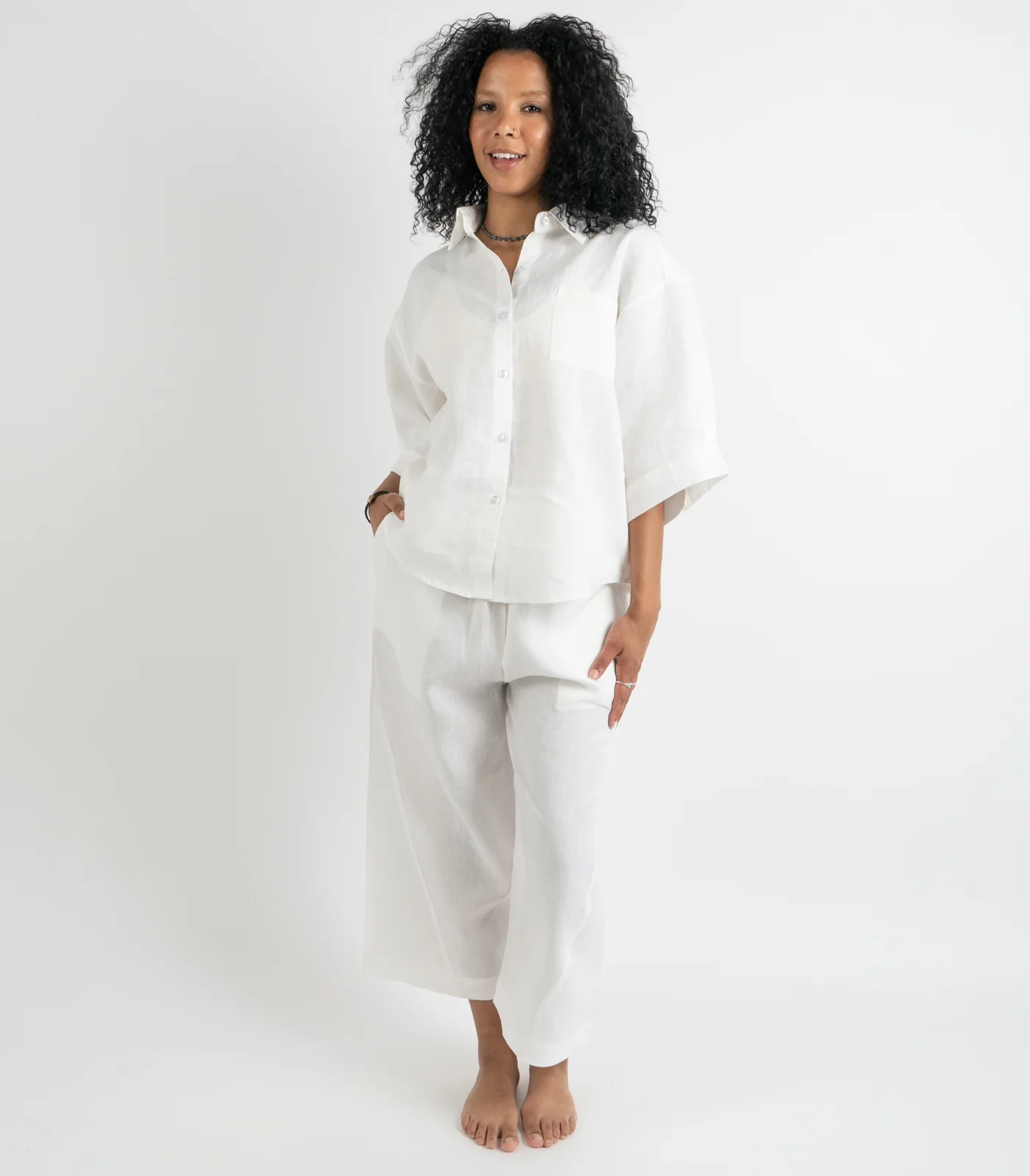 Organic Linen Balloon Lounge Pants & Lounge Shirt - Image 5