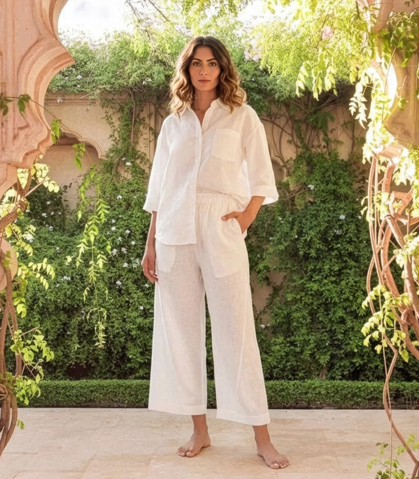 Organic Linen Balloon Lounge Pants & Lounge Shirt - Image 27