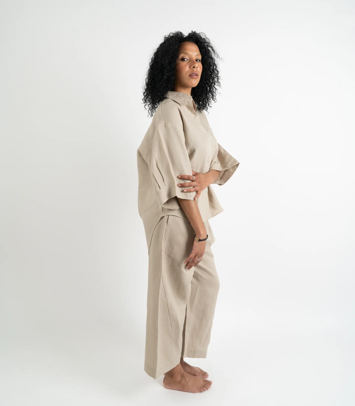 Organic Linen Balloon Lounge Pants & Lounge Shirt - Image 11