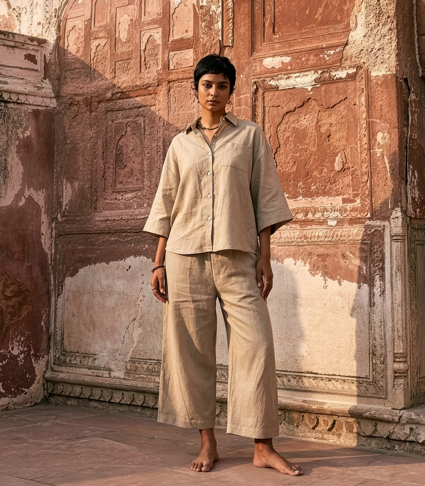 Organic Linen Balloon Lounge Pants & Lounge Shirt - Image 12