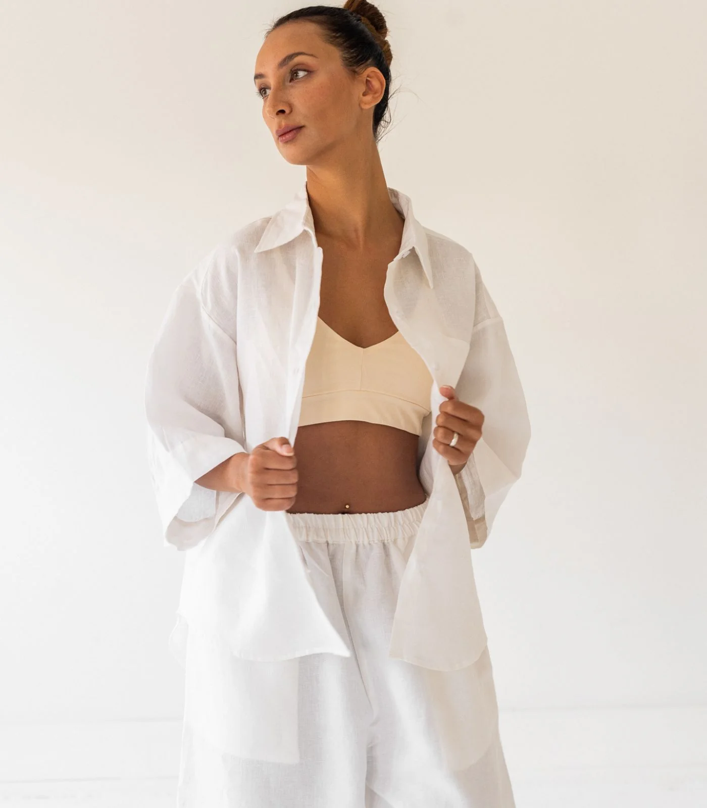 Organic Linen Balloon Lounge Pants & Lounge Shirt - Image 21