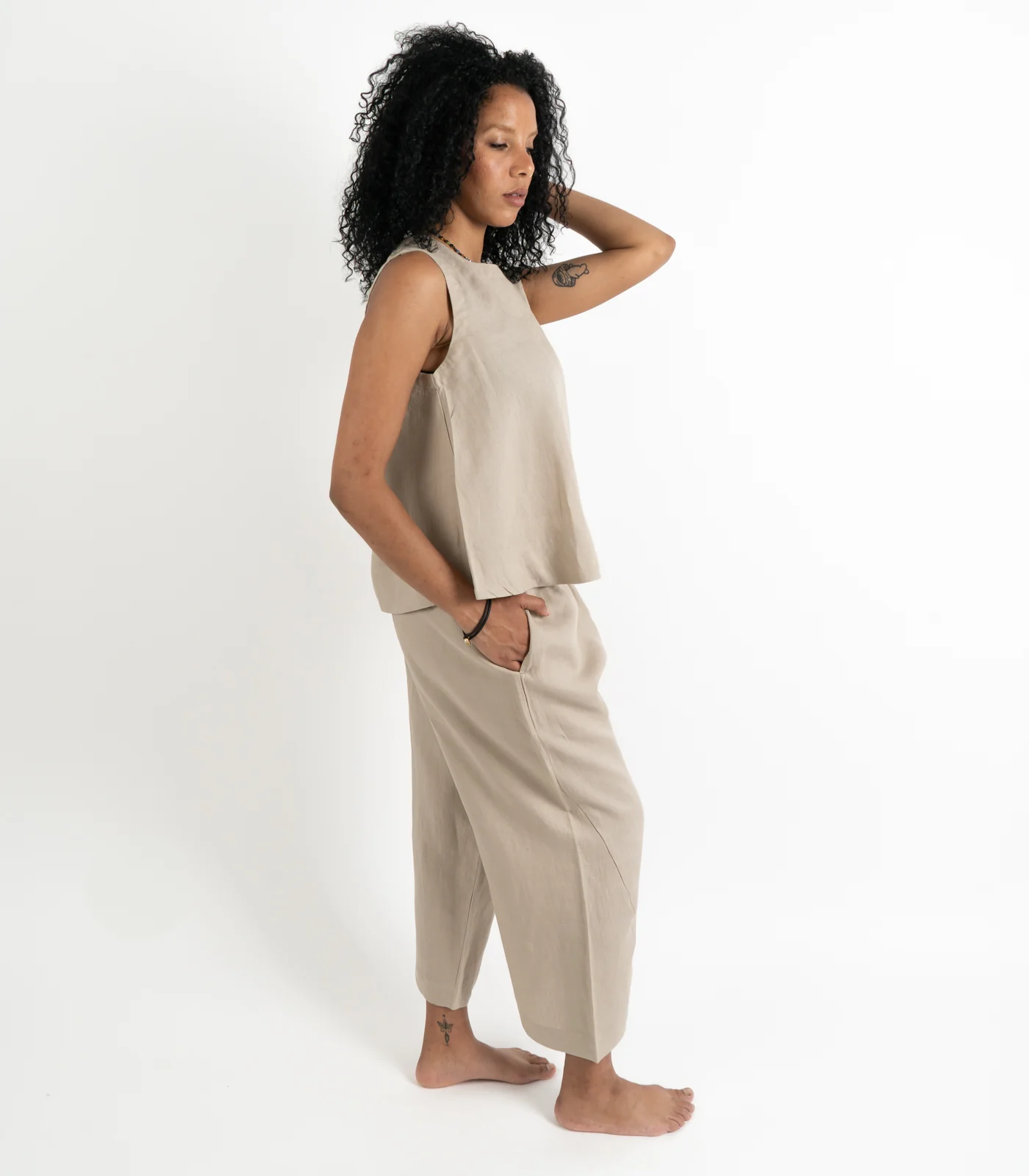 Organic Linen Balloon Lounge Pants & Sleeveless Lounge Shirt - Image 20