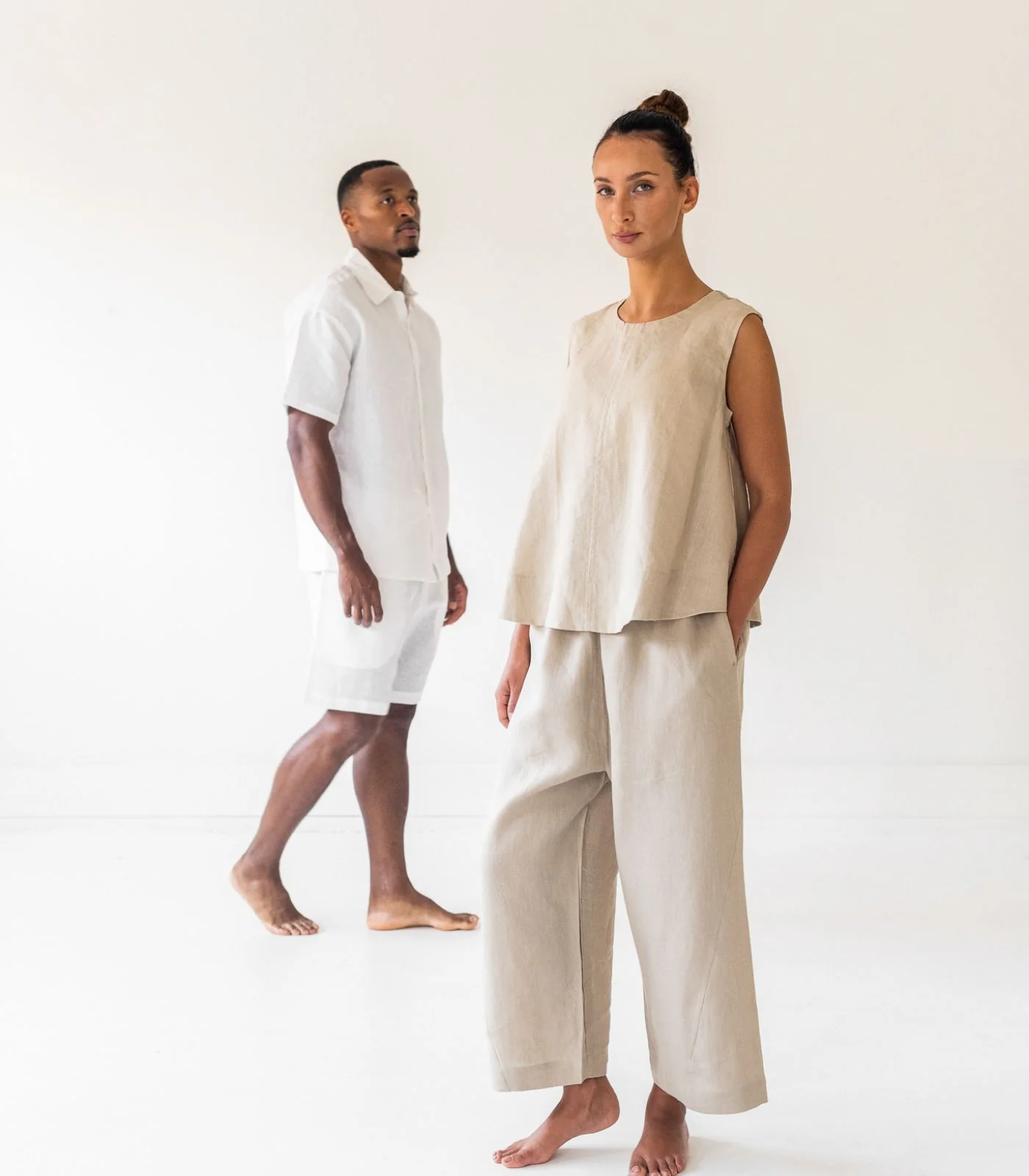 Organic Linen Balloon Lounge Pants & Sleeveless Lounge Shirt - Image 4