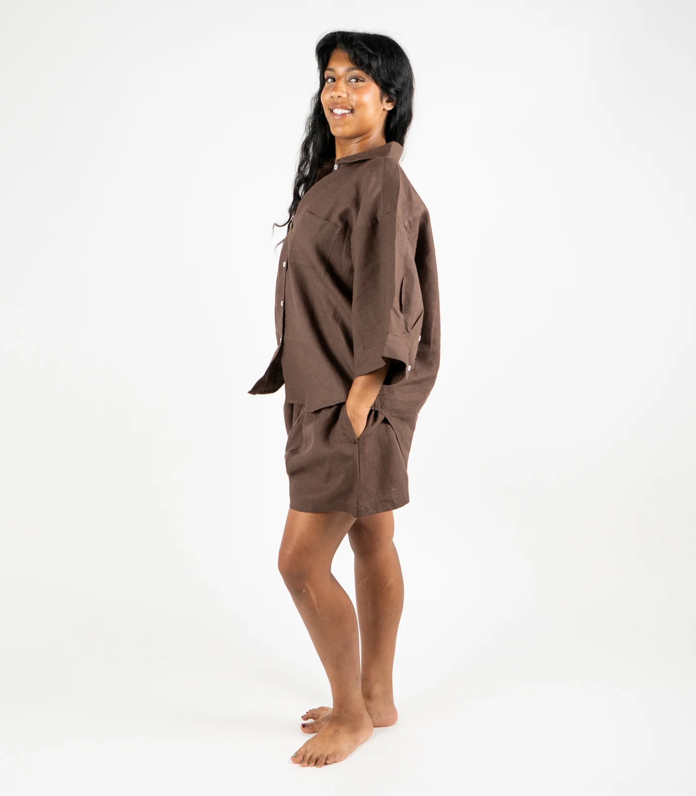 Organic Linen Boxy Lounge Shorts - Image 10
