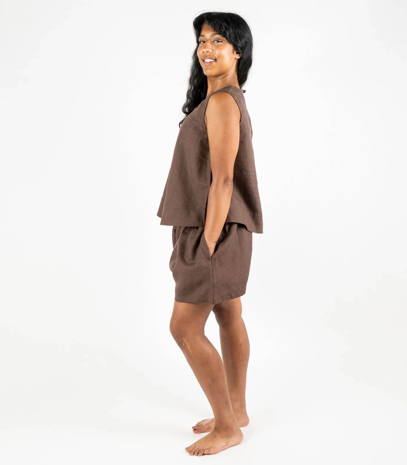 Organic Linen Boxy Lounge Shorts & Sleeveless Lounge Shirt - Image 7