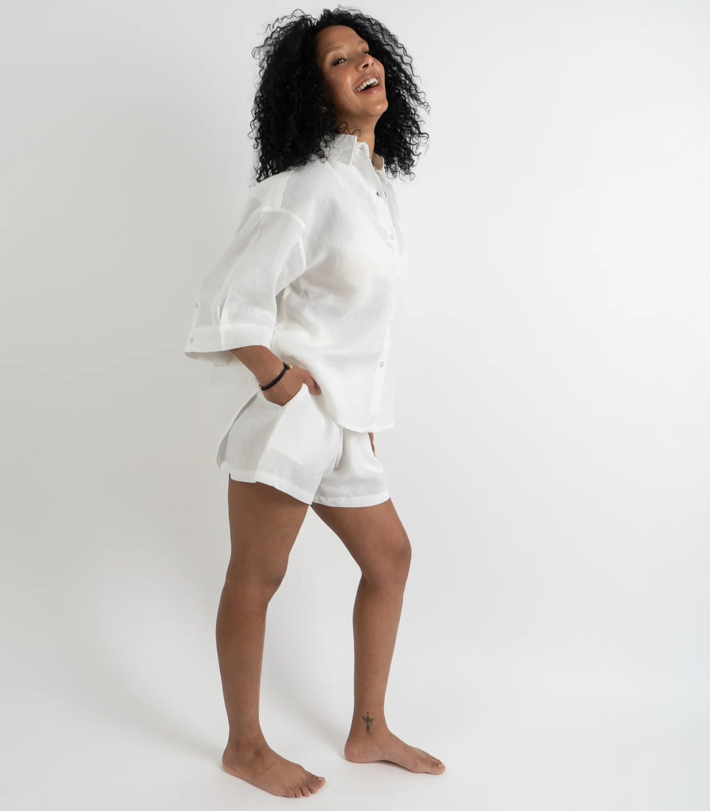 Organic Linen Boxy Lounge Shorts - Image 33