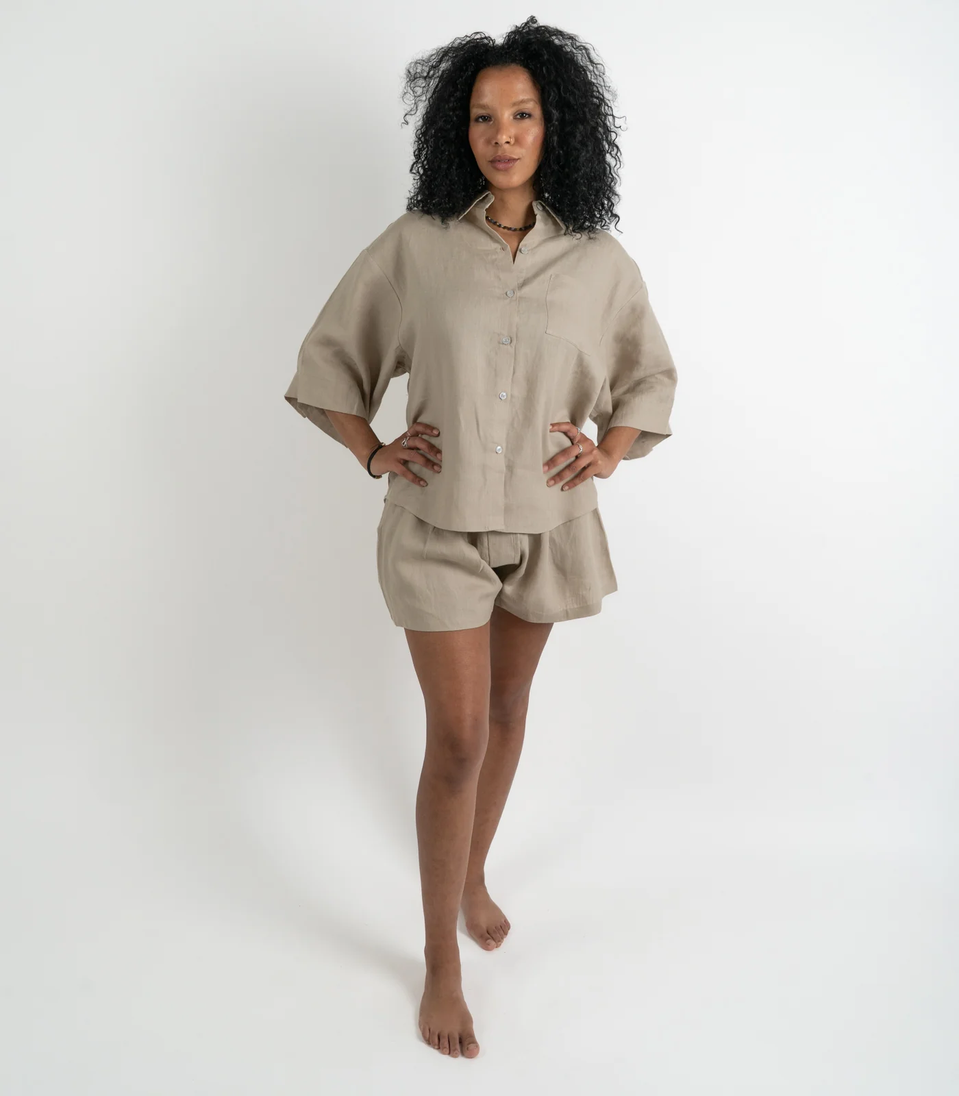 Organic Linen Boxy Lounge Shorts - Image 17