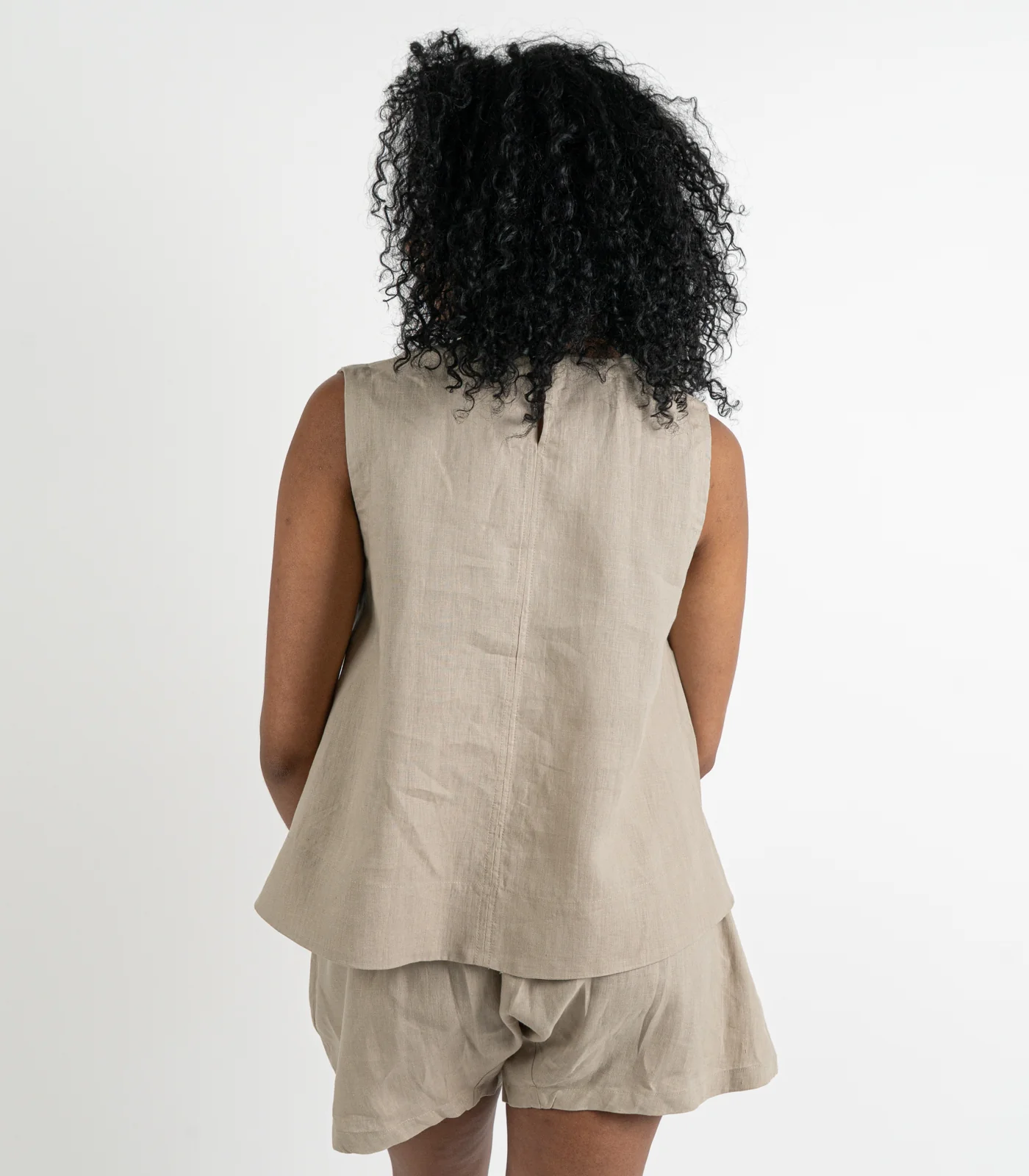 Organic Linen Boxy Lounge Shorts & Sleeveless Lounge Shirt - Image 17