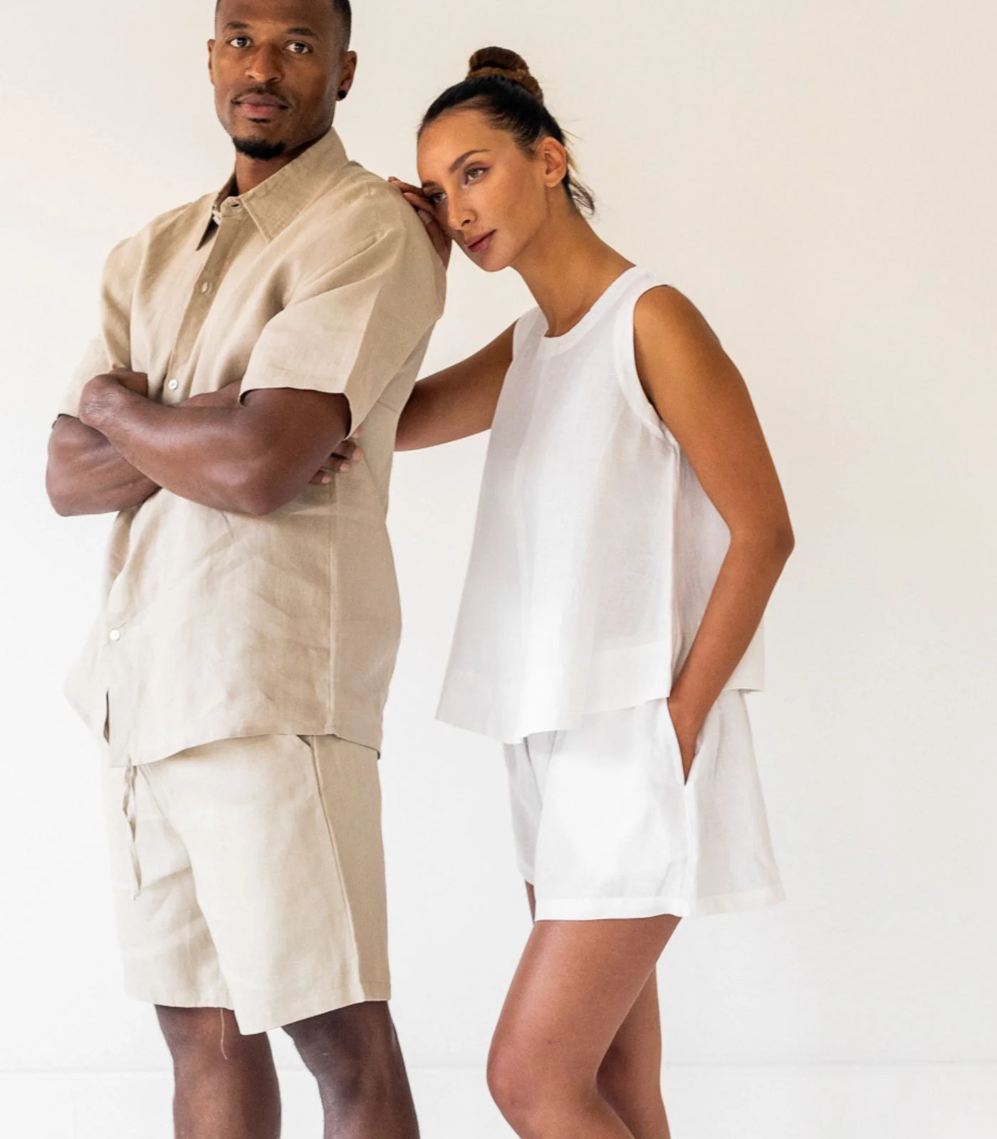 Organic Linen Boxy Lounge Shorts & Sleeveless Lounge Shirt - Image 23