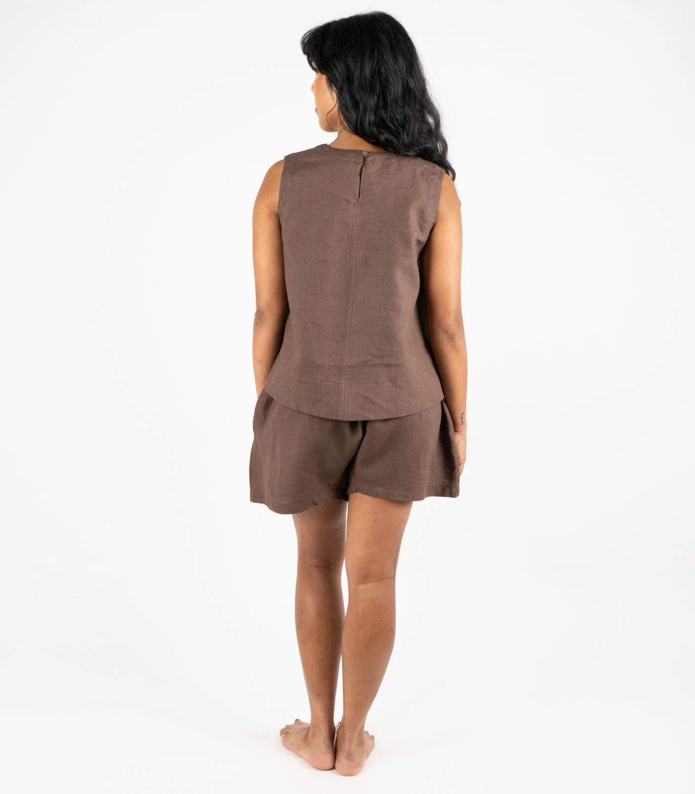 Organic Linen Boxy Lounge Shorts & Sleeveless Lounge Shirt - Image 8