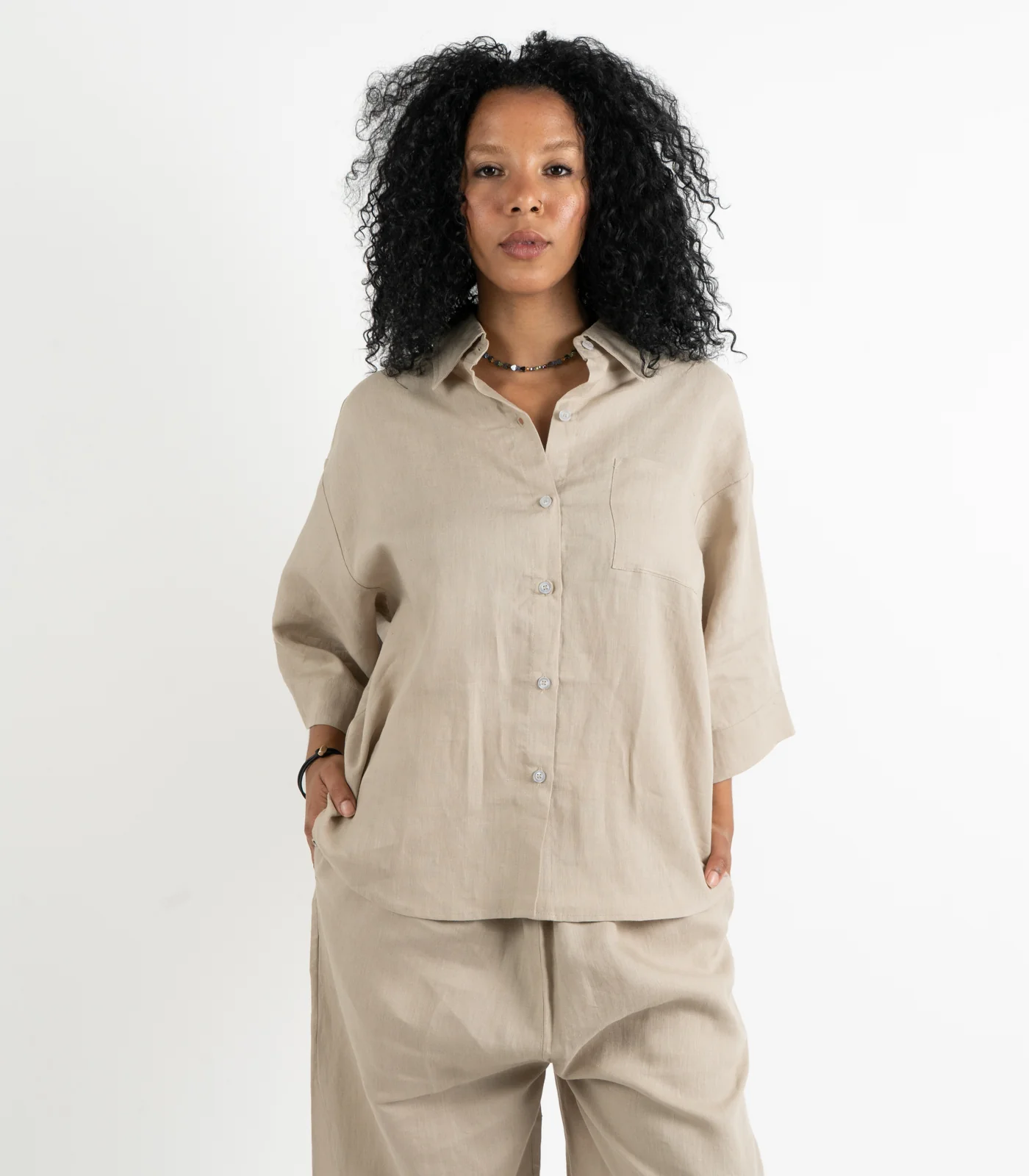Organic Linen Balloon Lounge Pants & Lounge Shirt - Image 19