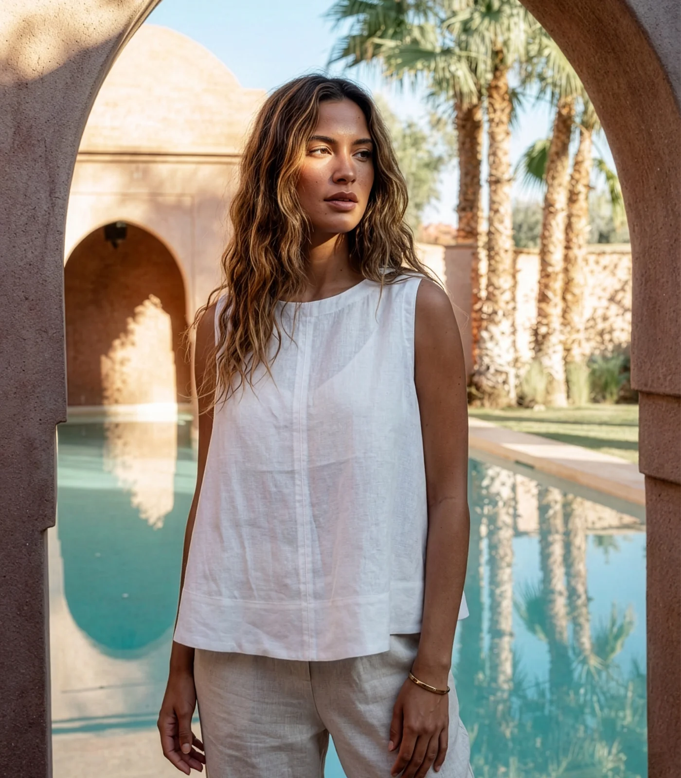 Organic Linen Sleeveless Lounge Shirt - Image 26