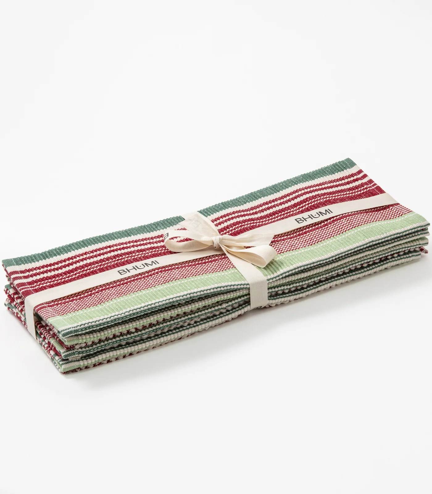 Organic Cotton Retro Stripe Ribbed Placemat & Napkin Set (4 Pack Placemats + 4 Pack Napkins) - Image 4