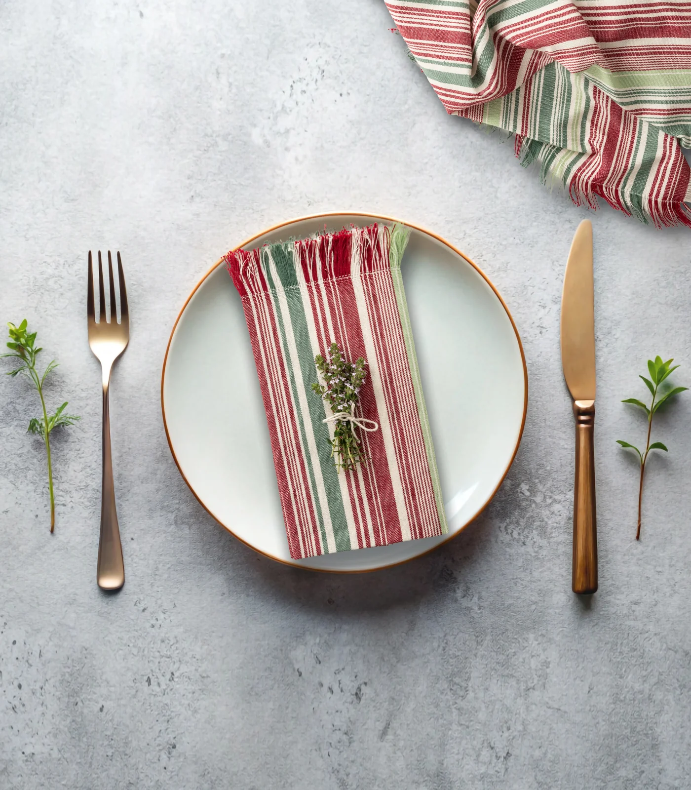 Organic Cotton Retro Stripe Ribbed Placemat & Napkin Set (4 Pack Placemats + 4 Pack Napkins) - Image 8
