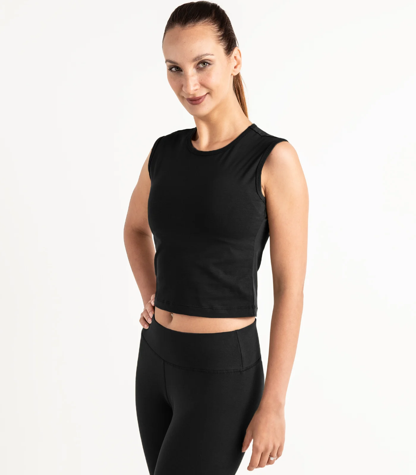 Organic Cotton Sleeveless Fitted Crop Top