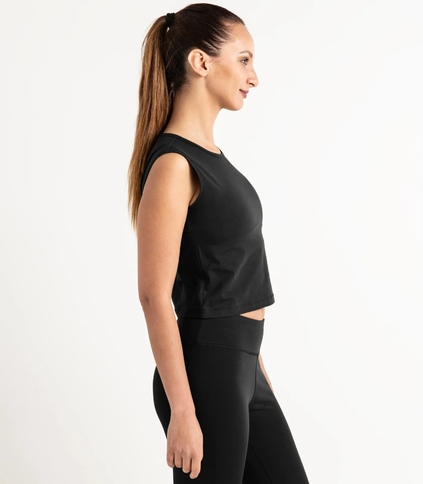 Organic Cotton Sleeveless Fitted Crop Top - Image 2