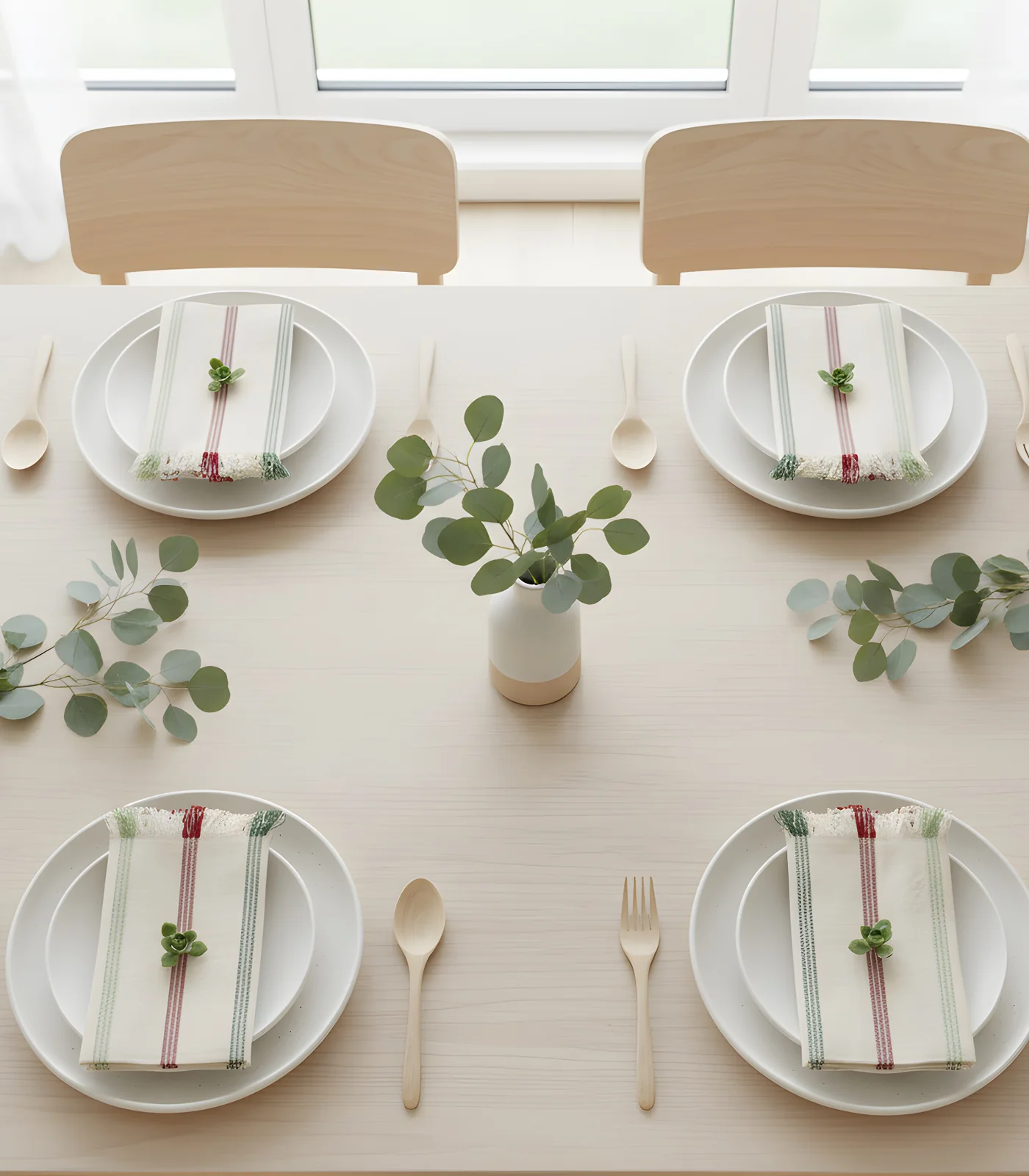 Organic Cotton Stripe Ribbed Placemat & Napkin Set (4 Pack Placemats + 4 Pack Napkins) - Image 11